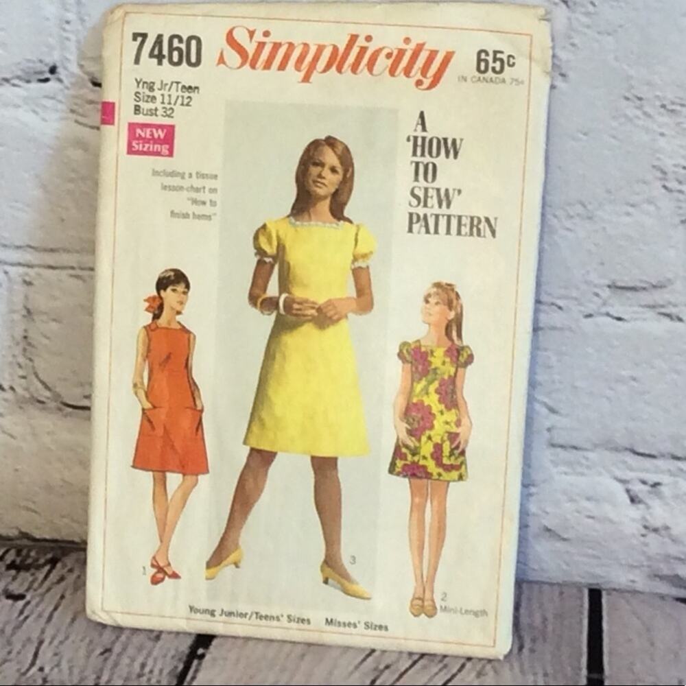 Vintage Simplicity Dress Pattern # 7460 Size 11/12